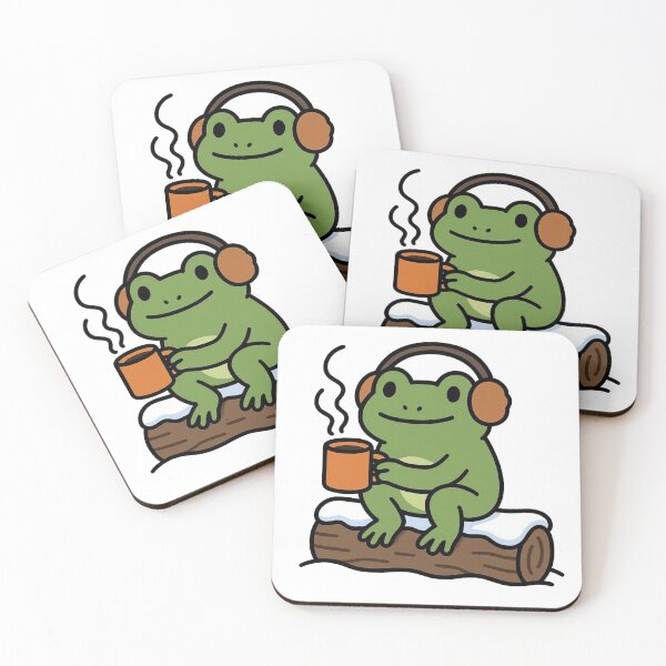Item preview, Frog with Earmuffs and Mug – Cute Winter Amphibian designed and sold by Confuzz1ed.
