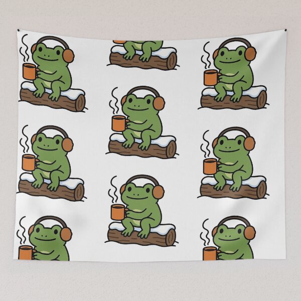 Item preview, Frog with Earmuffs and Mug – Cute Winter Amphibian designed and sold by Confuzz1ed.