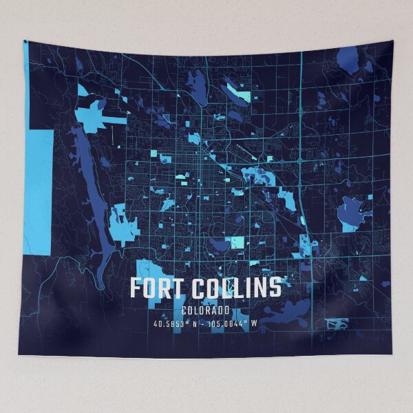 Item preview, Fort Collins Midnight City Map designed and sold by HomeLivingCo.