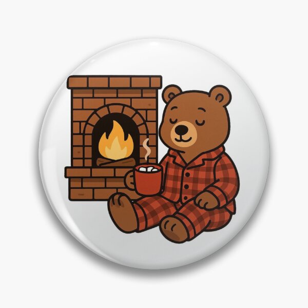 Item preview, Bear in Pajamas by Fireplace – Warm and Cozy Winter Scene designed and sold by Confuzz1ed.