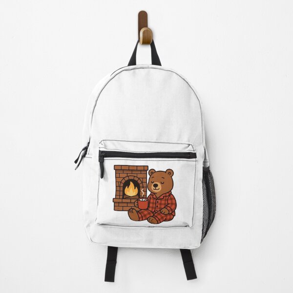 Item preview, Bear in Pajamas by Fireplace – Warm and Cozy Winter Scene designed and sold by Confuzz1ed.
