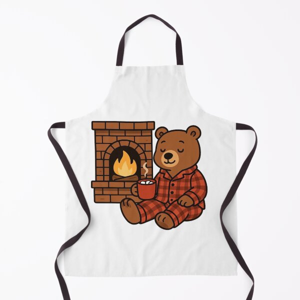 Item preview, Bear in Pajamas by Fireplace – Warm and Cozy Winter Scene designed and sold by Confuzz1ed.