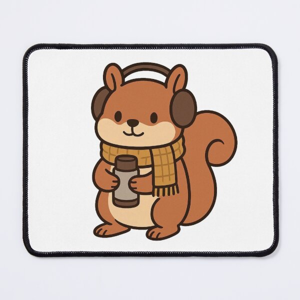 Item preview, Squirrel with Thermos and Scarf – Cute Cozy Winter Animal designed and sold by Confuzz1ed.
