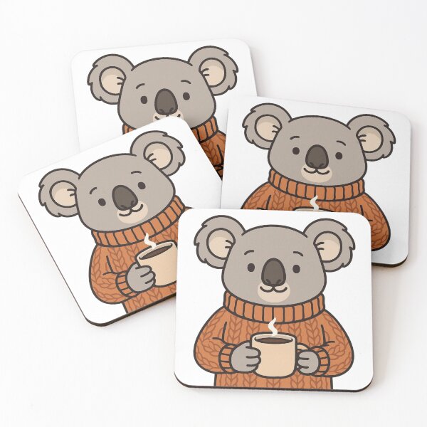 Item preview, Koala in Chunky Knit Sweater Holding Coffee – Cozy Winter Vibes designed and sold by Confuzz1ed.