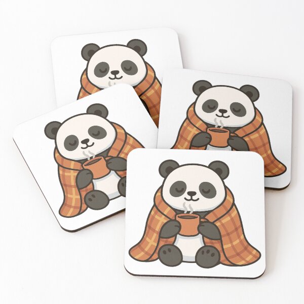 Item preview, Panda Wrapped in Blanket with Tea – Peaceful Winter Mood designed and sold by Confuzz1ed.