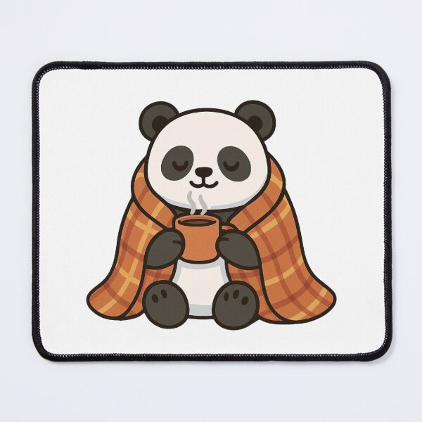 Item preview, Panda Wrapped in Blanket with Tea – Peaceful Winter Mood designed and sold by Confuzz1ed.