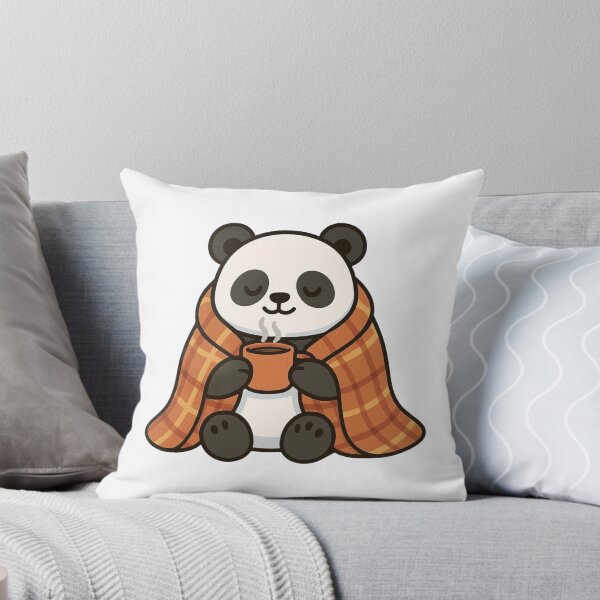 Item preview, Panda Wrapped in Blanket with Tea – Peaceful Winter Mood designed and sold by Confuzz1ed.