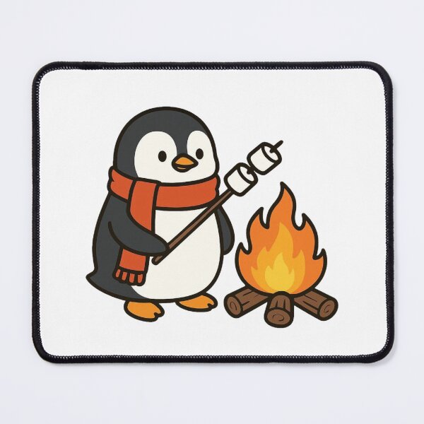 Item preview, Penguin Toasting Marshmallows by Campfire – Cute Winter Scene designed and sold by Confuzz1ed.