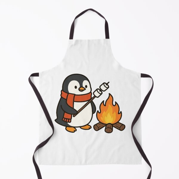 Item preview, Penguin Toasting Marshmallows by Campfire – Cute Winter Scene designed and sold by Confuzz1ed.