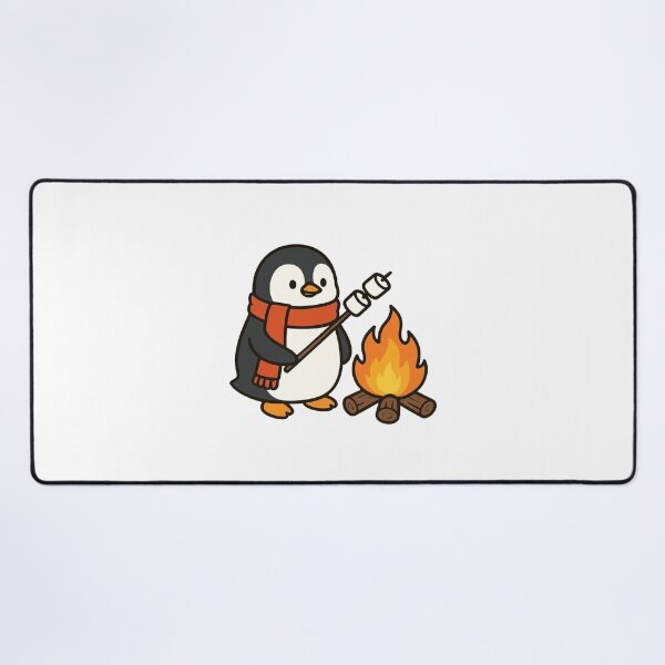 Item preview, Penguin Toasting Marshmallows by Campfire – Cute Winter Scene designed and sold by Confuzz1ed.