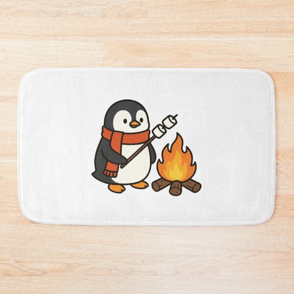 Item preview, Penguin Toasting Marshmallows by Campfire – Cute Winter Scene designed and sold by Confuzz1ed.