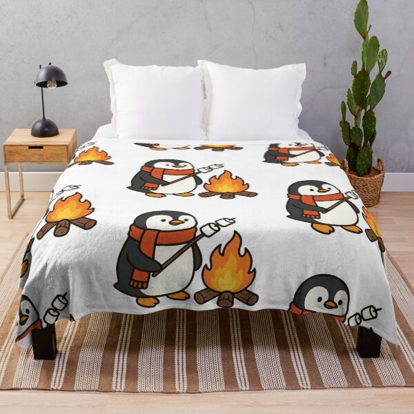 Item preview, Penguin Toasting Marshmallows by Campfire – Cute Winter Scene designed and sold by Confuzz1ed.
