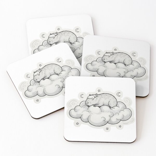 Item preview, Chill Capybara Cloud Napper | Sleepy Animal Dreamer Sticker | Black & White Cozy Wildlife Art designed and sold by SergioMiklos.
