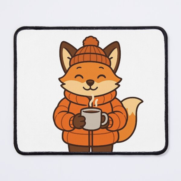 Item preview, Fox in Puffy Winter Coat Holding Hot Cocoa – Cozy Winter Character designed and sold by Confuzz1ed.