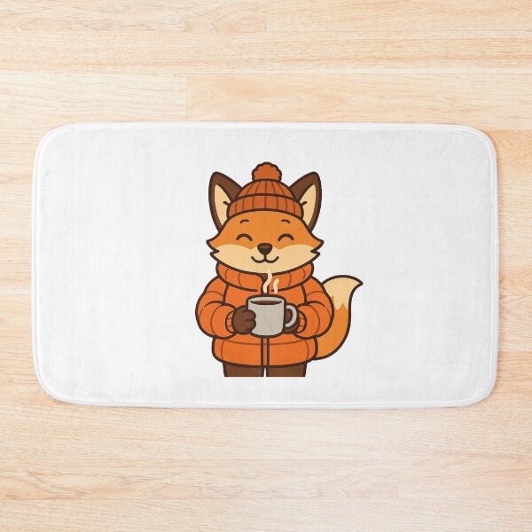 Item preview, Fox in Puffy Winter Coat Holding Hot Cocoa – Cozy Winter Character designed and sold by Confuzz1ed.