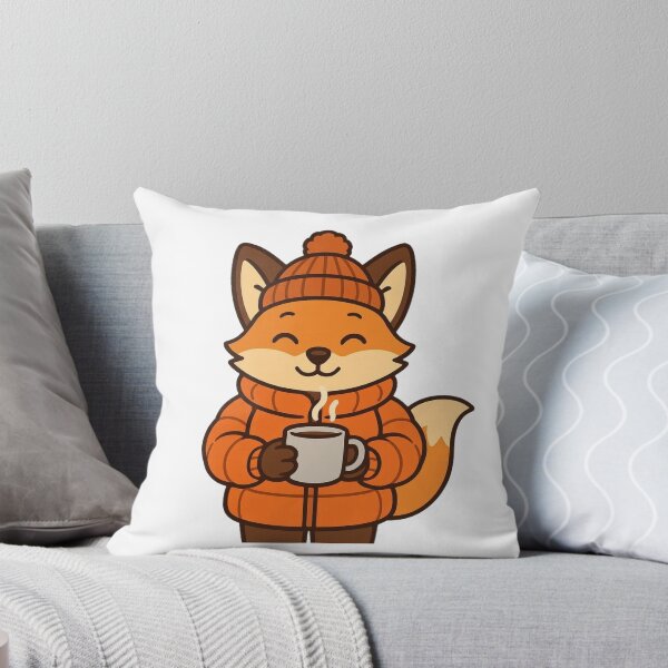 Item preview, Fox in Puffy Winter Coat Holding Hot Cocoa – Cozy Winter Character designed and sold by Confuzz1ed.
