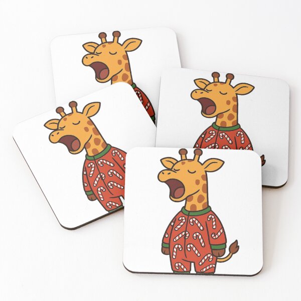 Artikelvorschau, Schläfrige Giraffe im Zuckerstangen-Pyjama – Gemütliche Weihnachtsfigur entworfen und verkauft von Confuzz1ed.