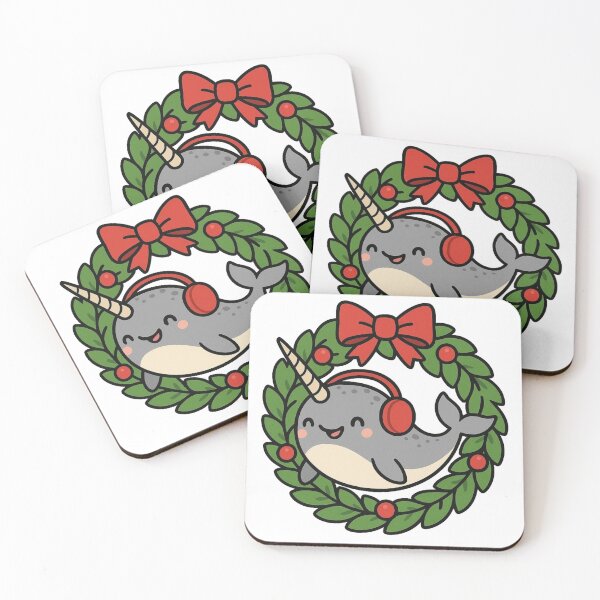 Item preview, Narwhal Jumping Through Christmas Wreath – Festive Sea Animal designed and sold by Confuzz1ed.
