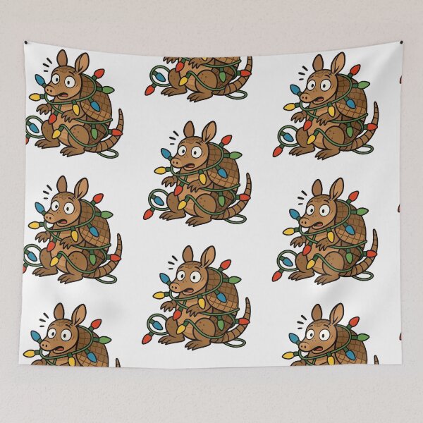 Item preview, Festive Armadillo Tangled in Christmas Lights – Funny Holiday Character designed and sold by Confuzz1ed.