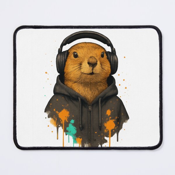 Item preview, Prairie Beats – Prairie Dog with Headphones & Hoodie (Color Splash Street Art) designed and sold by thtCMRAguy.