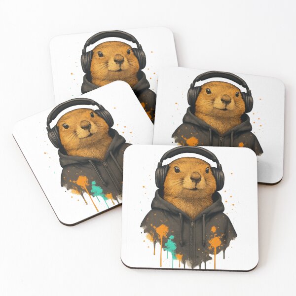 Item preview, Prairie Beats – Prairie Dog with Headphones & Hoodie (Color Splash Street Art) designed and sold by thtCMRAguy.