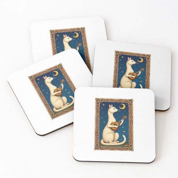 Item preview, Cream Cat Playing Lute Medieval Art designed and sold by PictorialWhimsy.