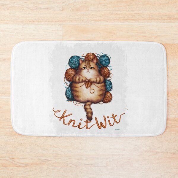 Item preview, “Knit Wit” – Chubby Cat with Tangled Yarn | Cozy Funny Knitting Cat Art | Sofagirl Collection designed and sold by SOFAGIRL COLLECTIONS.