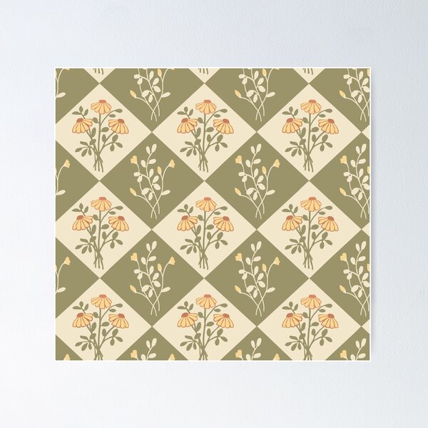 Item preview, Gentle Floral Pattern in Green and Yellow – Nature-Inspired Aesthetic designed and sold by Naine  M..