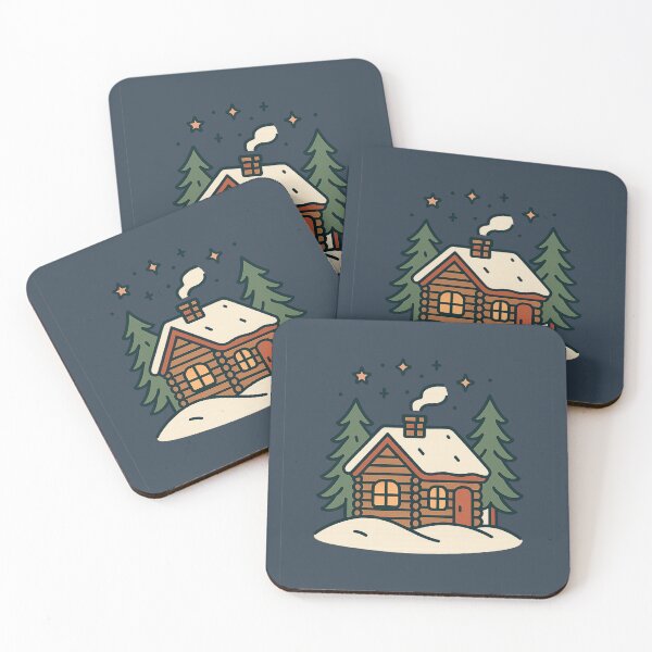Item preview, Winter Log Cabin Illustration – Cozy Snowy Forest Night Scene designed and sold by BROHLine Studio.