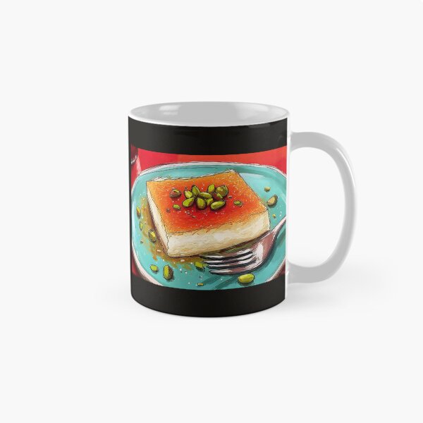 Item preview, Savor a Golden Middle Eastern Kunafa with Pistachios on a Vibrant Blue Plate with Silver Fork designed and sold by OlfactoART Studio.