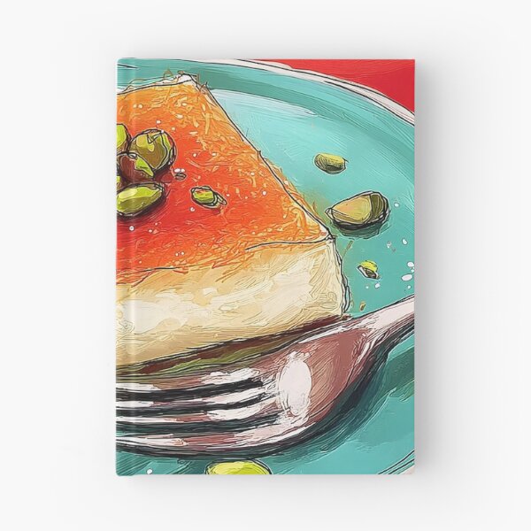 Item preview, Savor a Golden Middle Eastern Kunafa with Pistachios on a Vibrant Blue Plate with Silver Fork designed and sold by OlfactoART Studio.