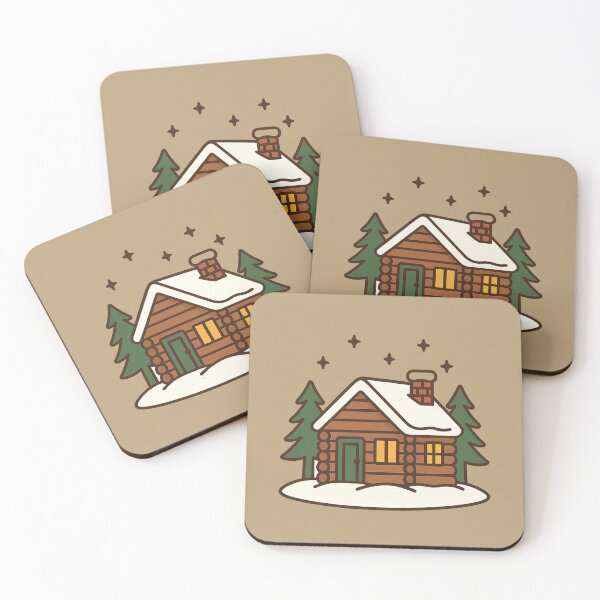 Item preview, Winter Log Cabin Illustration – Cozy Snowy Forest Night Scene designed and sold by BROHLine Studio.