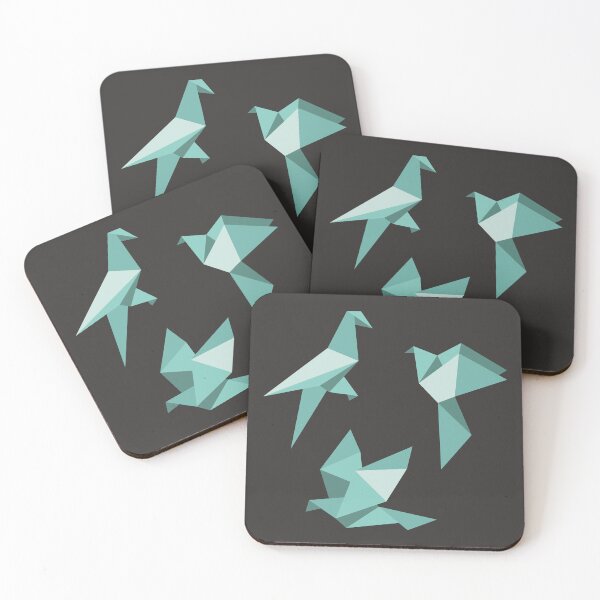 Item preview, Tranquil Mint Green Origami Birds - Minimalist Geometric Art. designed and sold by SKETCHYANDGRAPHIC.