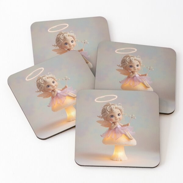 Item preview, Kawaii Pastel Fairy on Glowing Mushroom | Cute Dreamy Fantasy Art designed and sold by PawxelArt.