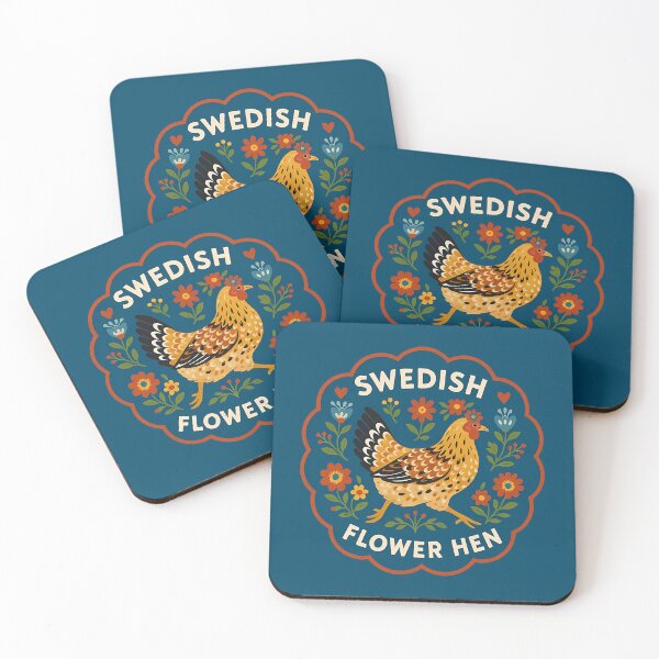 Item preview, Swedish Flower Hen – Nordic Heritage Chicken Breed Tribute – Scandinavian Folk Art by heidiannemorris © designed and sold by FOLK ART FUSION by heidiannemorris.