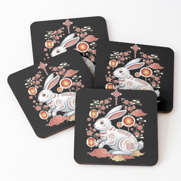 Item preview, Auspicious Cherry Blossom Rabbit designed and sold by ZodiacWonders.