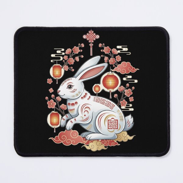 Item preview, Auspicious Cherry Blossom Rabbit designed and sold by ZodiacWonders.