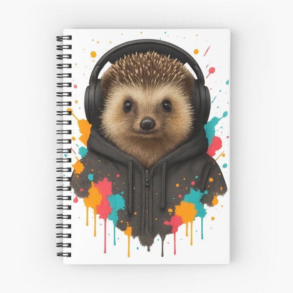 Item preview, Hedgehog Beats – Cute Hedgehog with Headphones & Hoodie (Color Splash Street Art) designed and sold by thtCMRAguy.