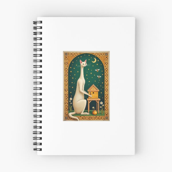 Item preview, Cream Cat Beekeeper Medieval Manuscript Art designed and sold by PictorialWhimsy.