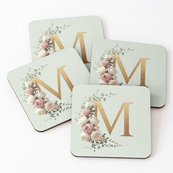 Item preview, Floral Gold Letter M Monogram – Coquette Christian Wall Art, Elegant Blush Rose Initial Print, Faith-Inspired Feminine Gift designed and sold by AmenAlways.