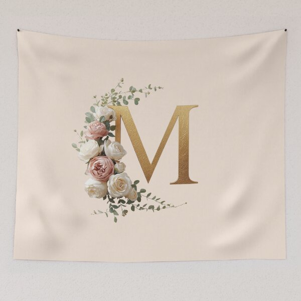 Item preview, Floral Gold Letter M Monogram – Coquette Christian Wall Art, Elegant Blush Rose Initial Print, Faith-Inspired Feminine Gift designed and sold by AmenAlways.