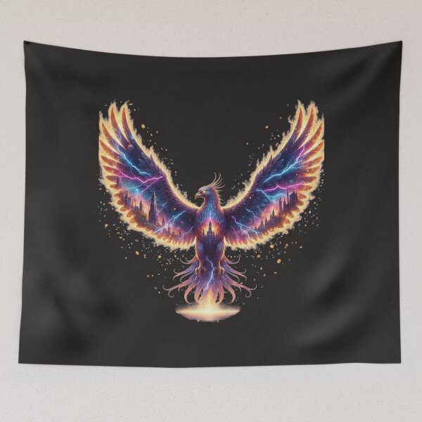 Item preview, Cosmic Phoenix Rebirth – Glowing Fire Bird of Light and Lightning T-shirt,Tee designed and sold by Alicjareign.