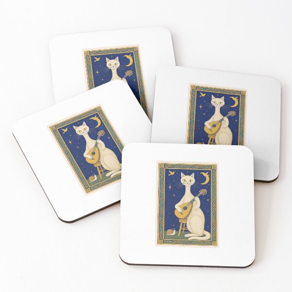 Item preview, Cream Cat Playing Lute Medieval Art designed and sold by PictorialWhimsy.