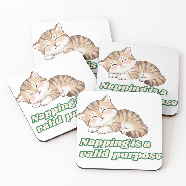 Item preview, Funny Lazy Cat Sticker – “Napping Is a Valid Purpose” – Cute Self-Care Quote / Aesthetic Kawaii Cat Art designed and sold by TeeTantra.
