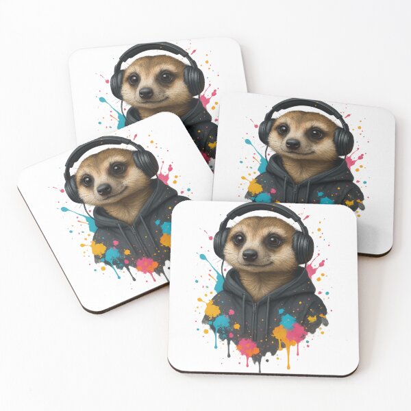 Item preview, Meerkat Mix – Meerkat with Headphones & Hoodie (Color Splash Street Art) designed and sold by thtCMRAguy.