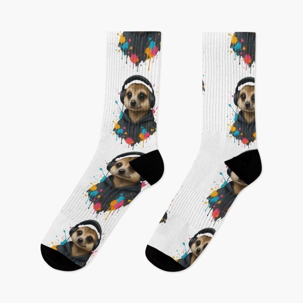 Item preview, Meerkat Mix – Meerkat with Headphones & Hoodie (Color Splash Street Art) designed and sold by thtCMRAguy.