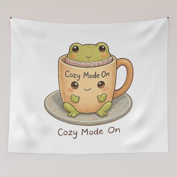 Item preview, Cozy Frog Mode On – Cute Winter Coffee Frog T-Shirt designed and sold by EcoArtTees.