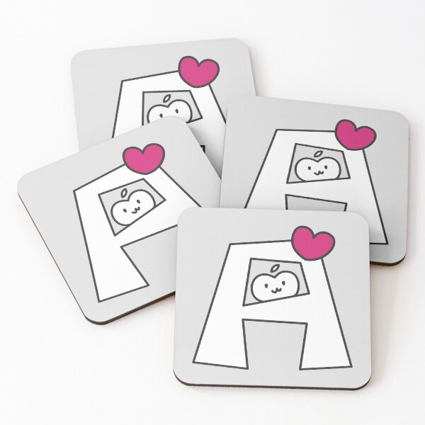 Item preview, Minimalist Letter A Design with Apple and Pink Heart | Cute Monogram Art for Apple Lovers designed and sold by Artvelorae.