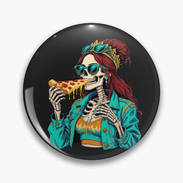 Item preview, Pizza Party Skeleton Queen | Fun Foodie Lifestyle Art designed and sold by ColorSplash123.