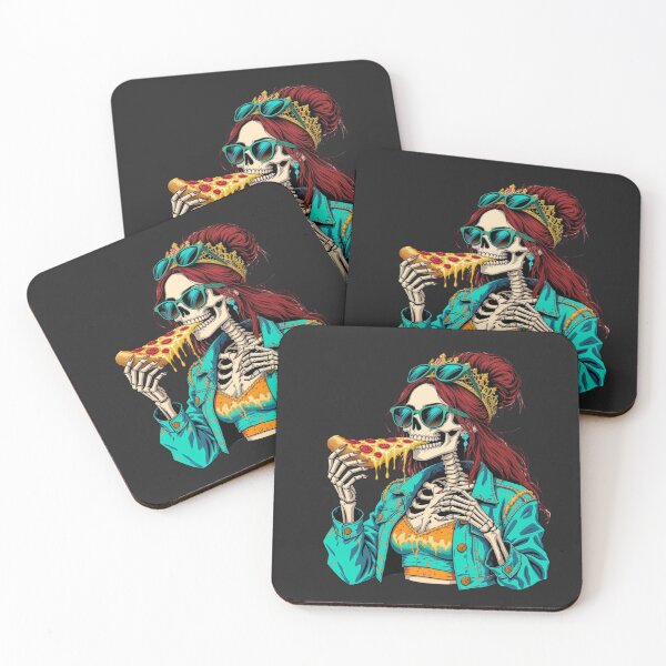 Item preview, Pizza Party Skeleton Queen | Fun Foodie Lifestyle Art designed and sold by ColorSplash123.